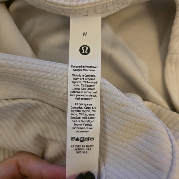 Lululemon Ribbed Softstreme Asymmetrical Long-Sleeve Shirt Bone Medium - Picture 7 of 8